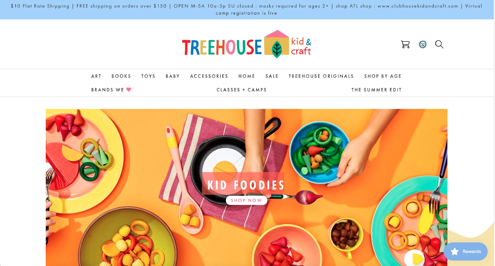 TREEHOUSE kid & craft 在线商店主页
