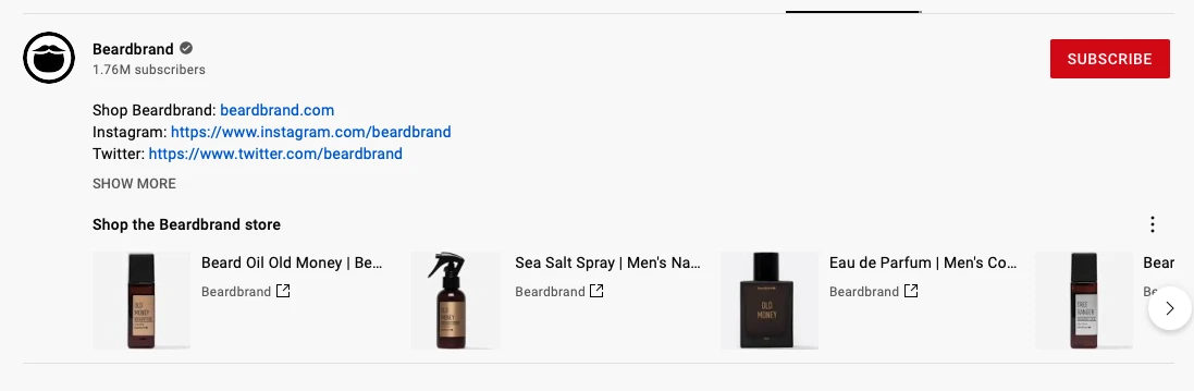 youtube 营销 - beardbrand 商店