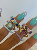 Blue & purple matching rings, thick and dainty rings