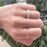 Silver plated croissant ring, pair it up or leave it be.