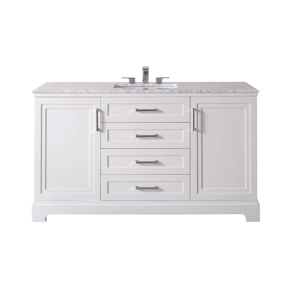 Stufurhome Idlewind 60 Inch White Single Sink Bathroom Vanity With