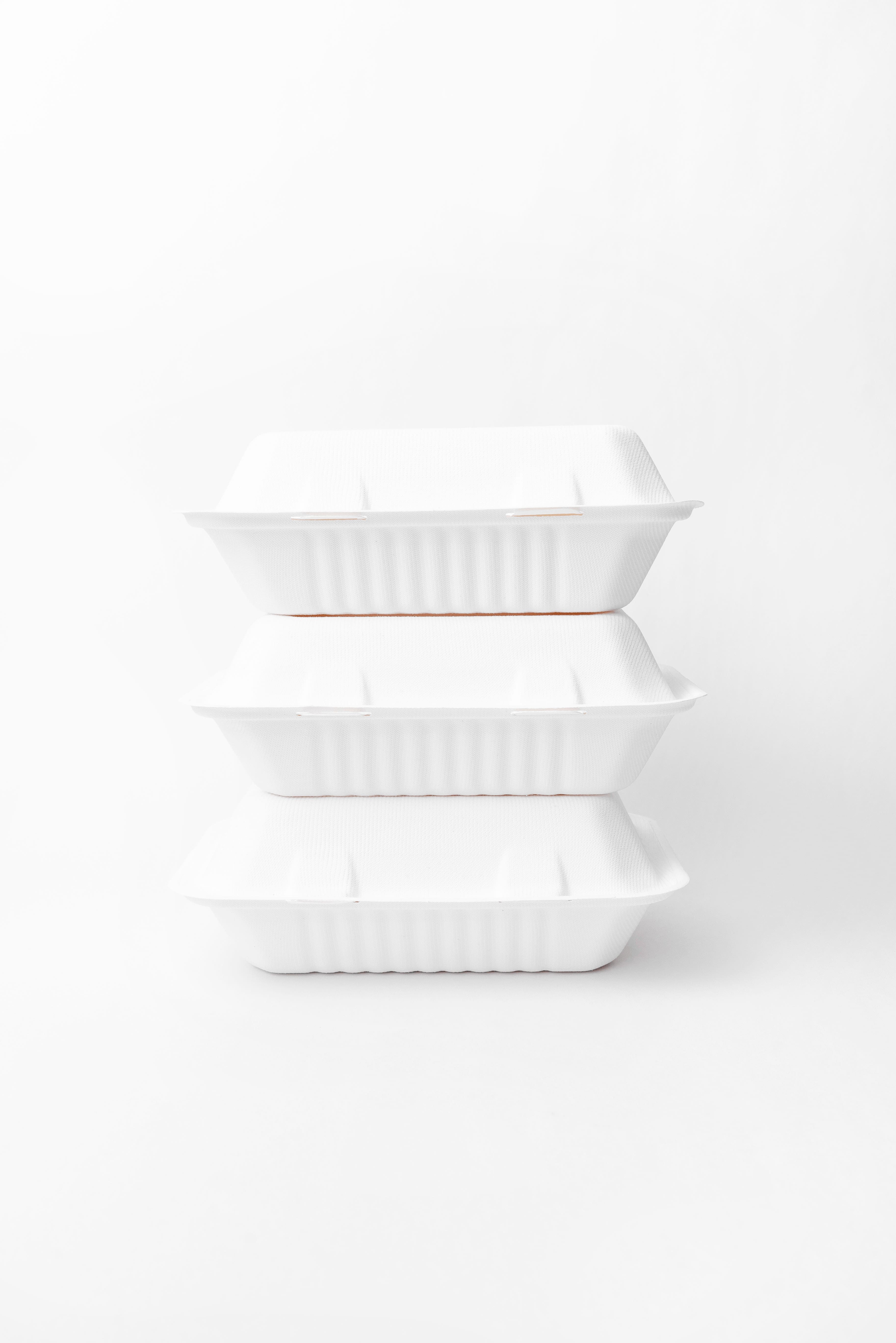 Tree-Free™ Compostable 9 x 9 x 3 Hinged Clamshell Containers - 200/Ctn