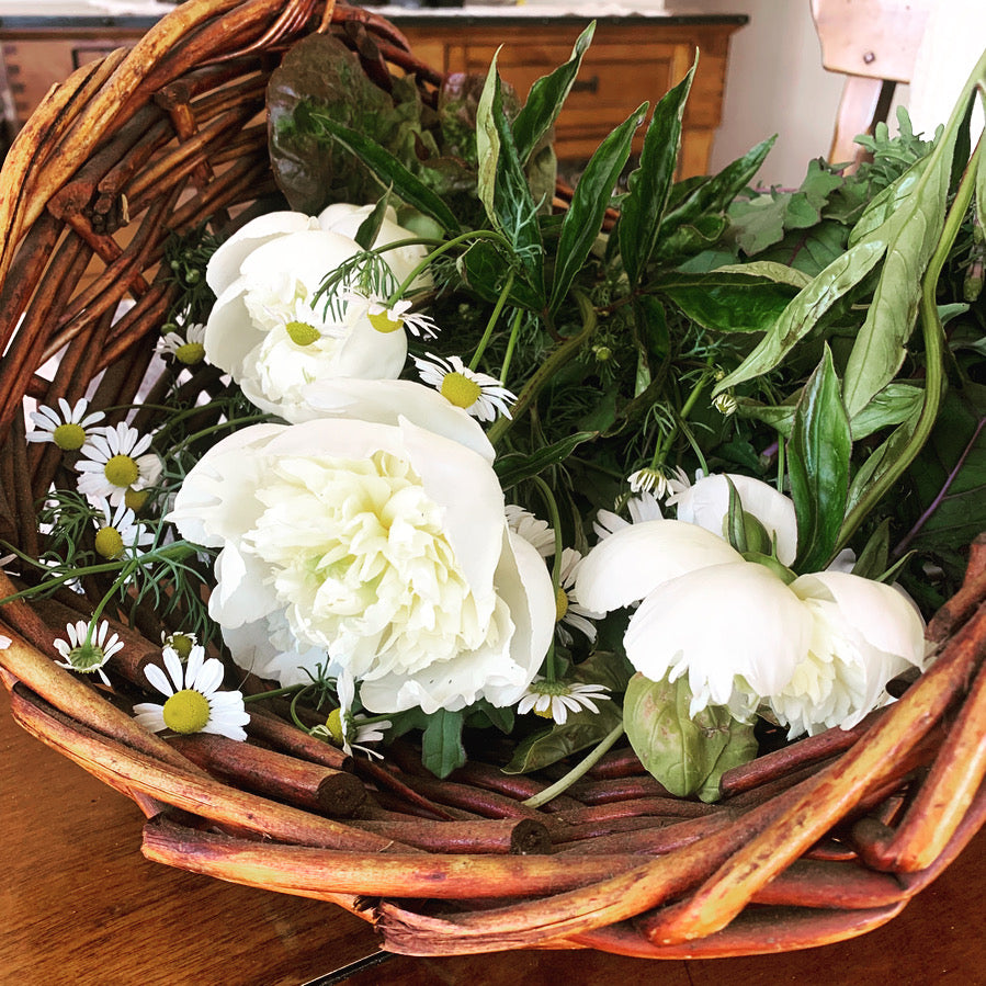 Basket of spring flowers