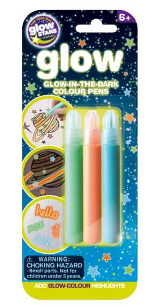 Glow In Dark Colour Pens (3 per pack)