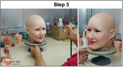 MyRobotDoll.com Spray the paint evenly for the sex doll head to have a ultra realistic human lifelike look