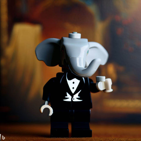 Lego minifigure elephant with tuxedo