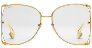 Gucci Clear Oversized Gold Metal Sunglasses GG0252S