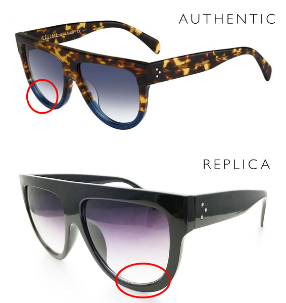 Perfekt bestyrelse Decode 3 Differences Between Replica and Authentic Celine 41026/S Shadow Flat Top  Sunglasses