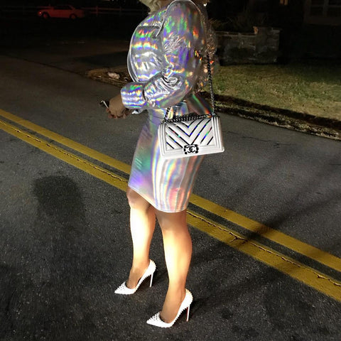 Holographic Bubble Bomber Jacket