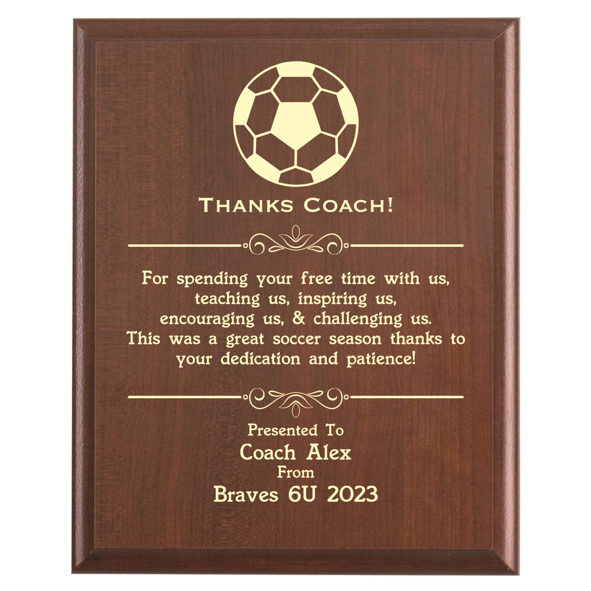Soccer Coach Thank You Gift | Award Plaque from a Team – Marked Moments  Keepsakes
