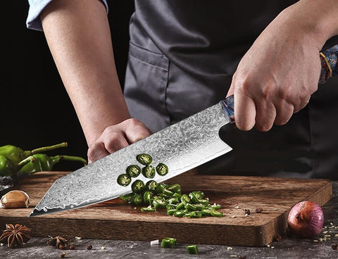 Nakiri Japanese Chef Kitchen Knife - Damascus Steel Series