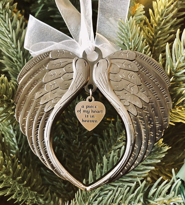 Christmas Ornaments Angel Wings - A Piece of My Heart is in Heaven Orn —  Pet Memory Shop