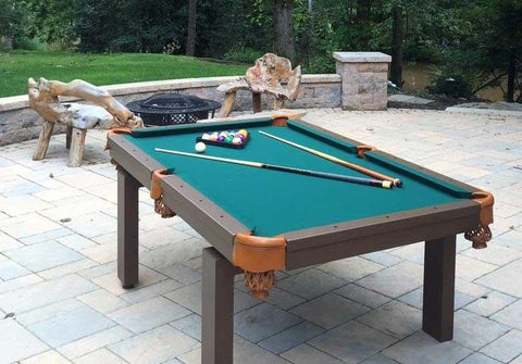 Blatt Billiards Semi Custom Paradise Outdoor Pool Table with green felt.