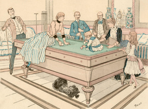 Family playing a game of Billiards