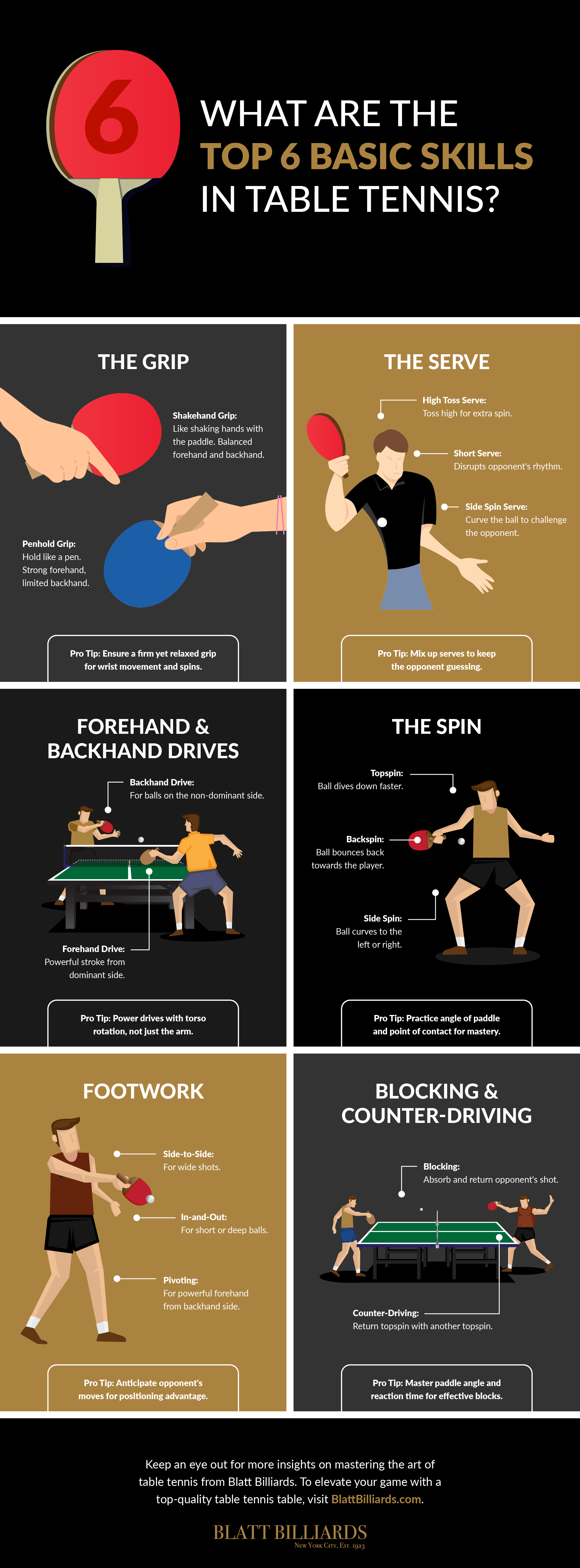 What Are the Top 6 Basic Skills in Table Tennis Infographic