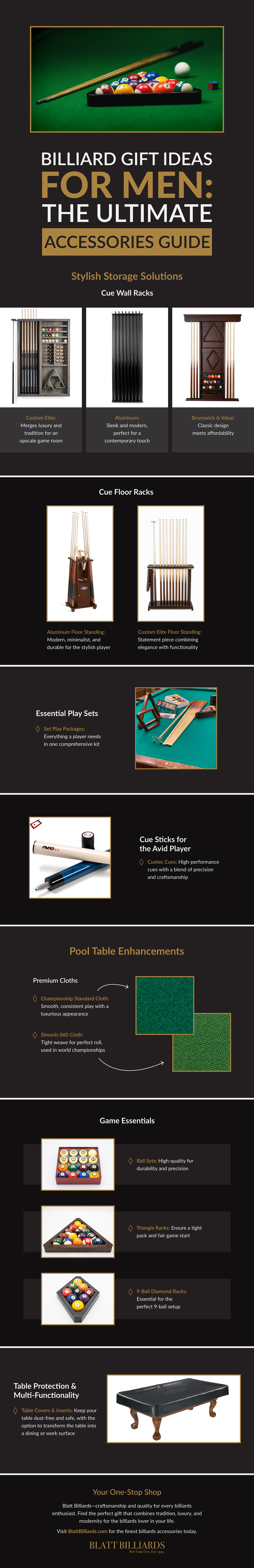Billiard Gift Ideas for Men: A Guide to Billiard Accessories Infographic