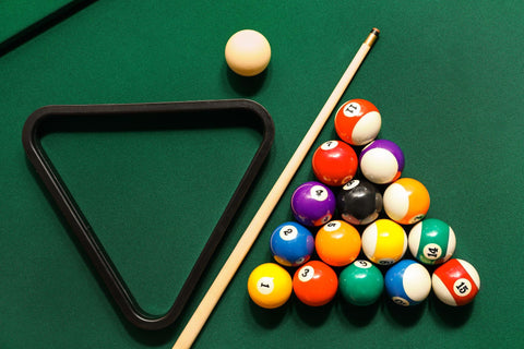 Pool balls in triangle.