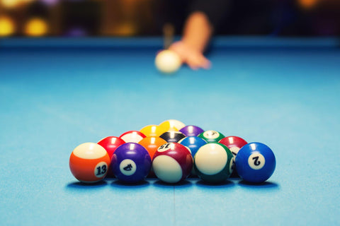 Pool billiard - ready for break shot.