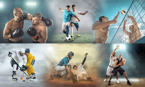 Rendition of six different sports.