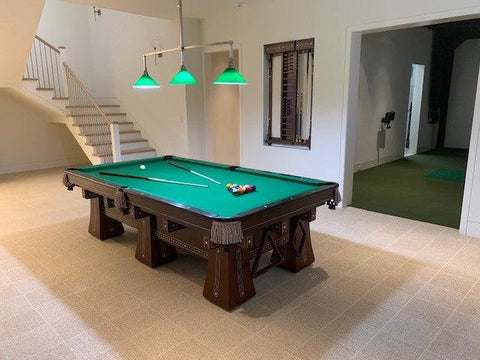 Snooker table with balls ready for break