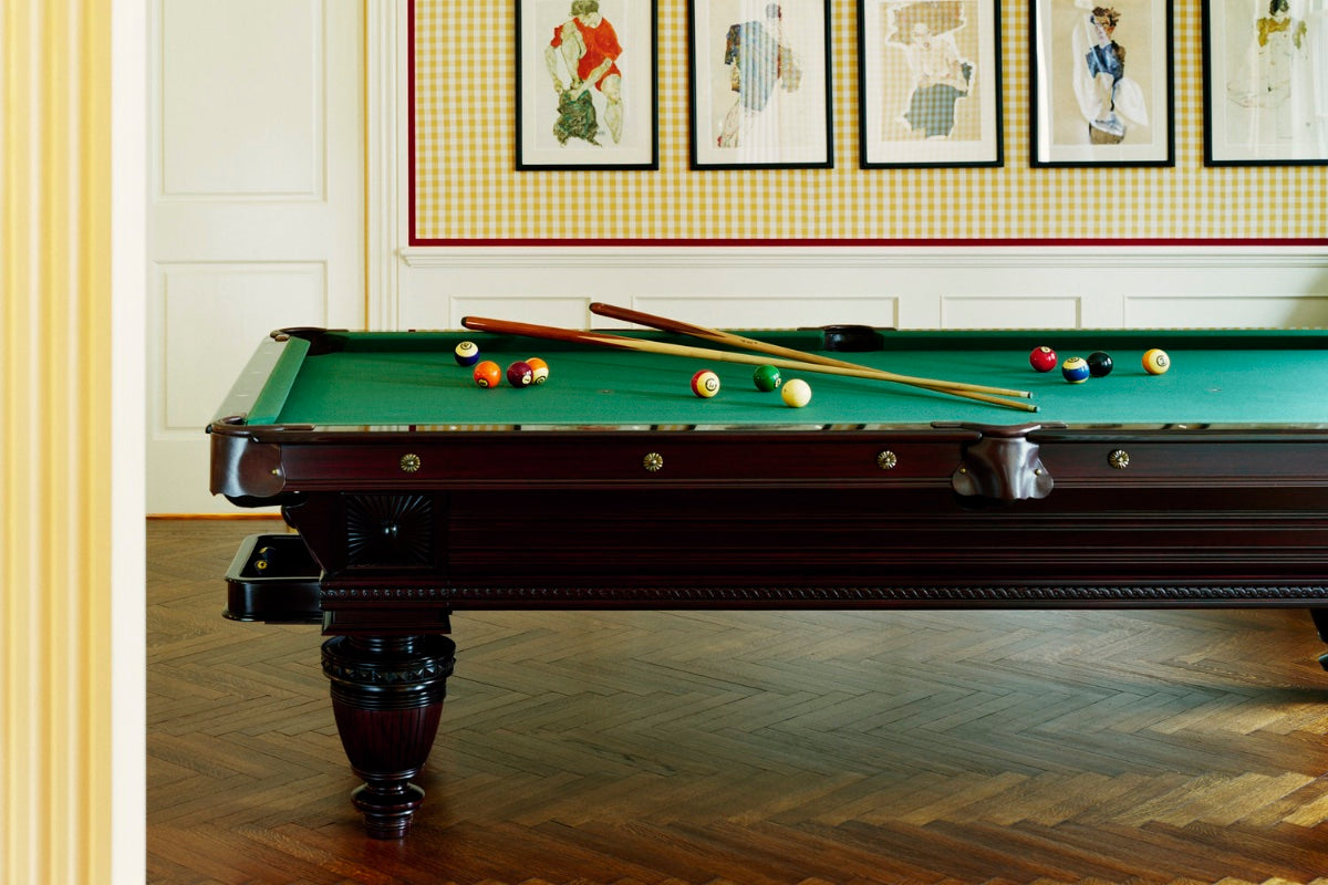 close-up of billiards table