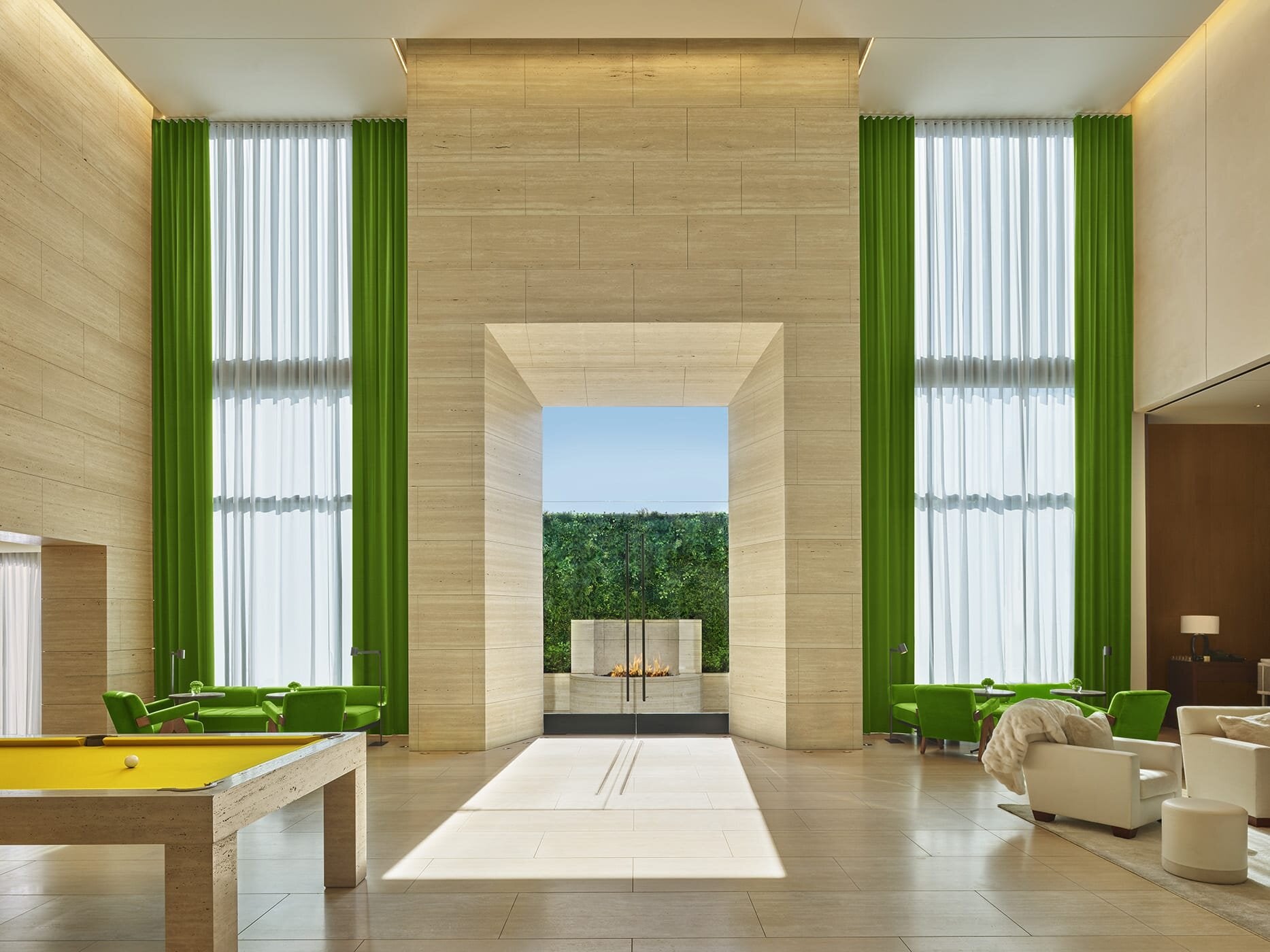 lobby with yellow pool table