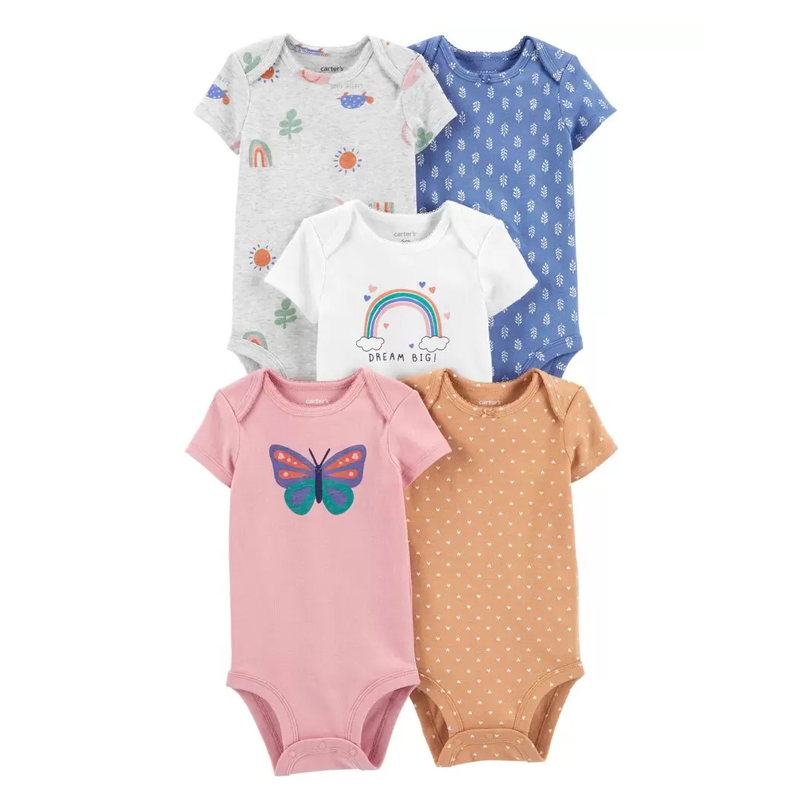 Carter's Girls 7-pk Bodysuit set, Family Favorite / Rust / Floral