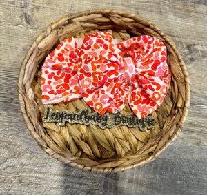 Orange and pink leopard messy wrap - Leopardbaby Boutique