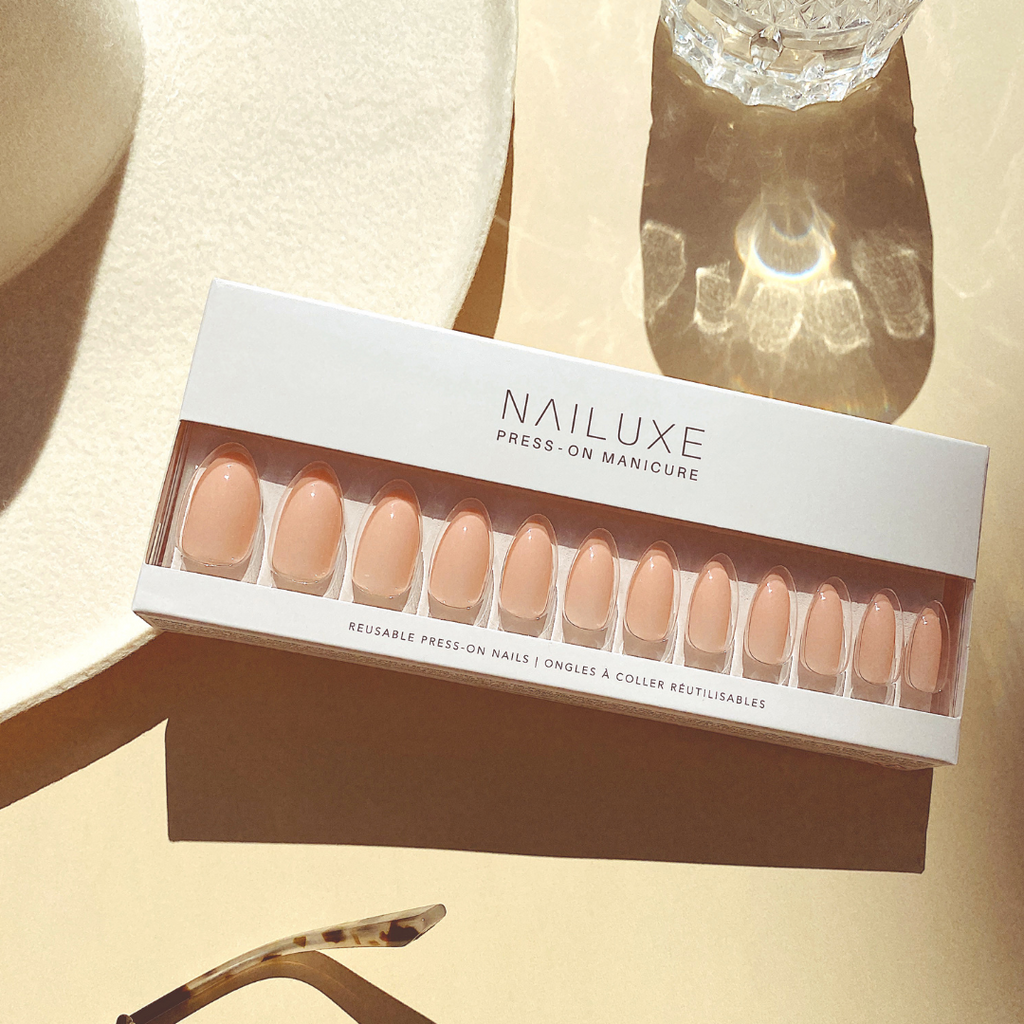 Nailuxe Reusable Press On Manicure kit in colour Beige