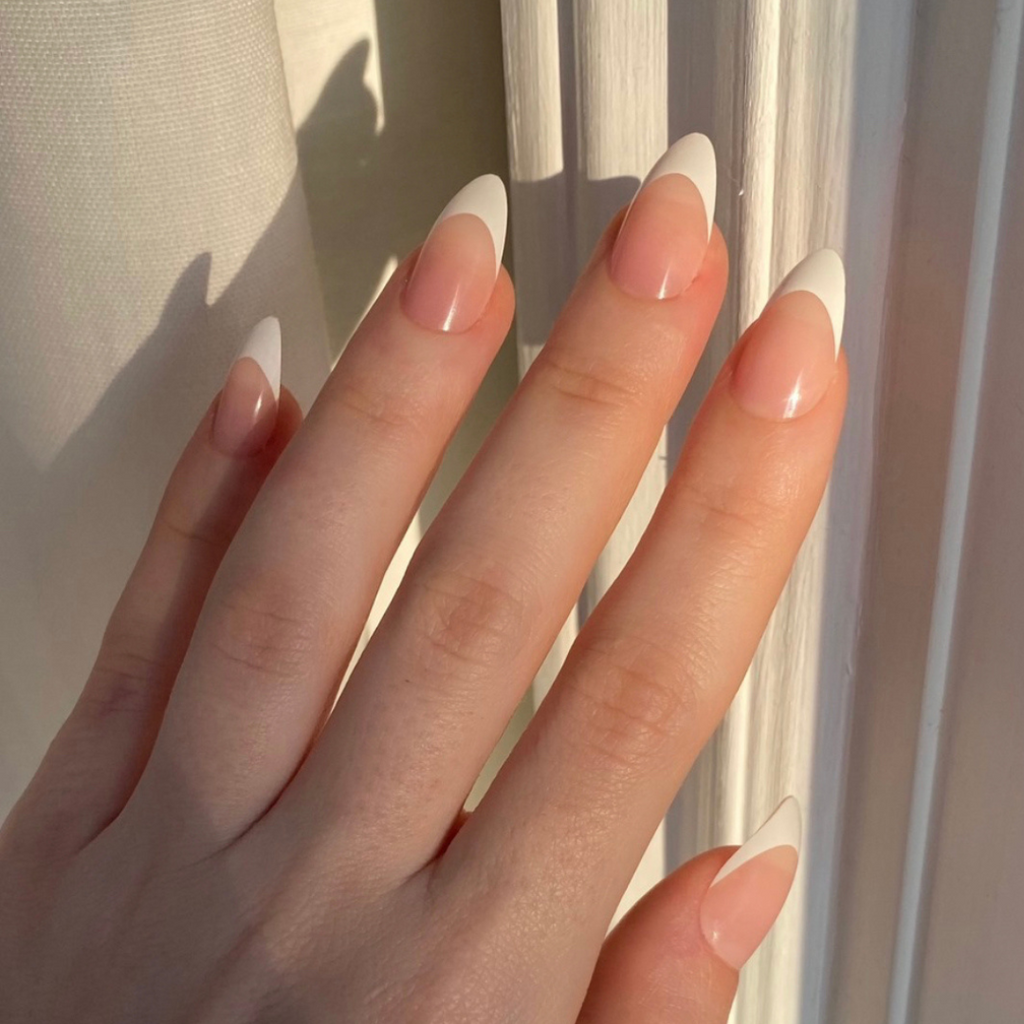 French tip manicure in almond shape