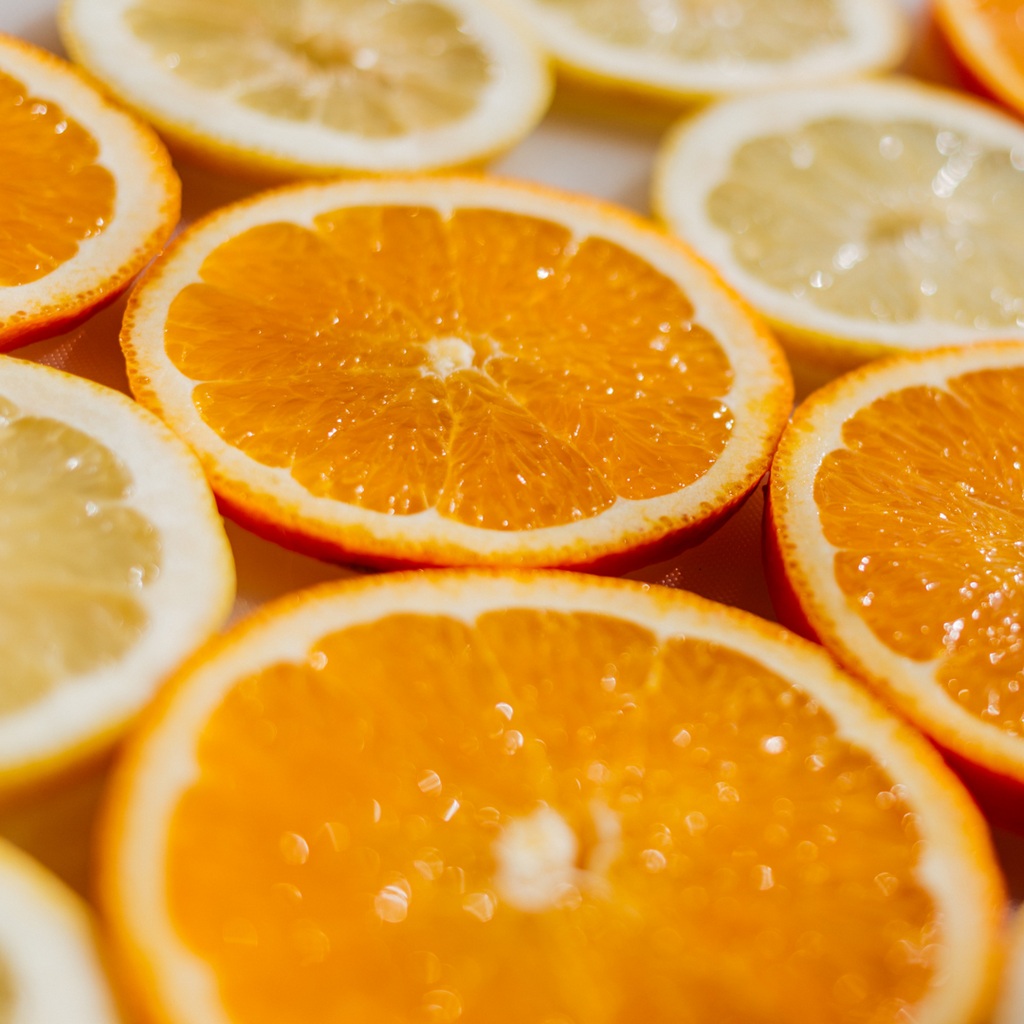 closeup image of orange slices and lemon slices