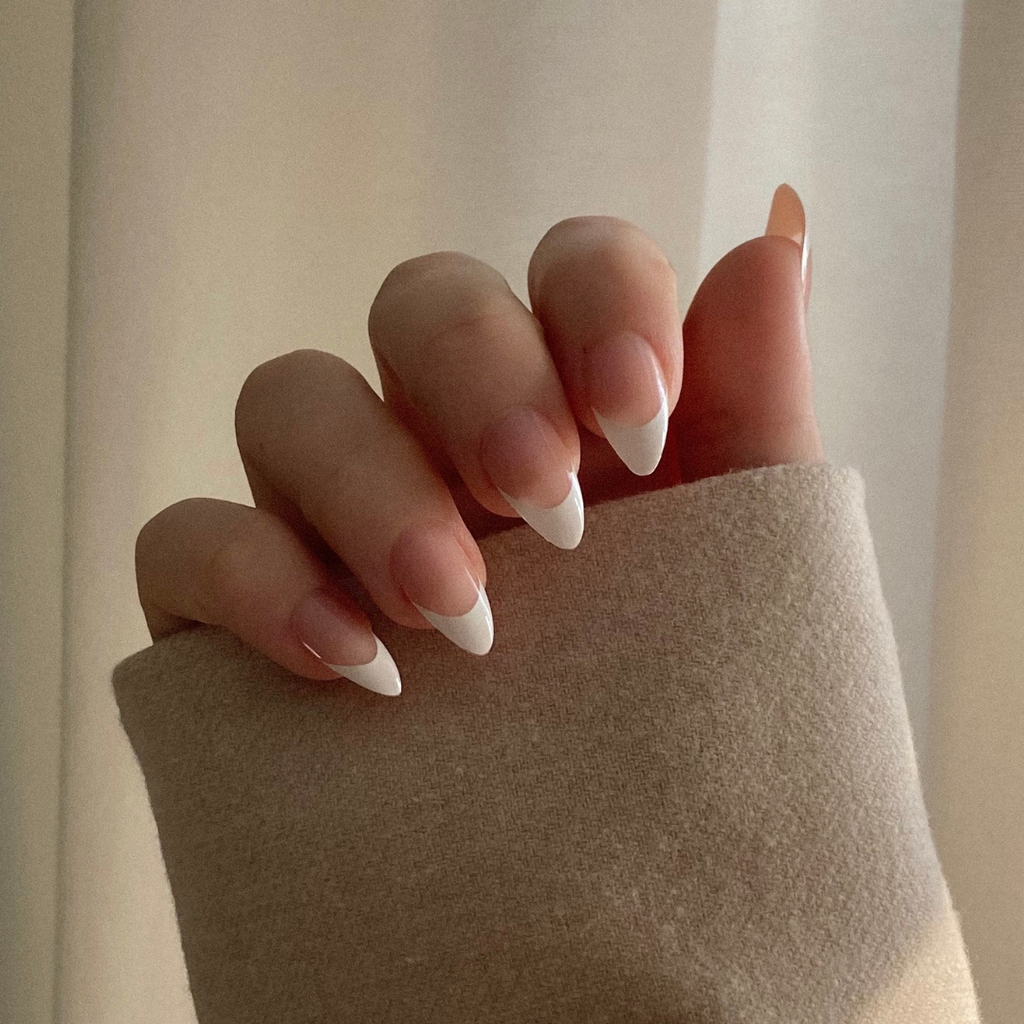 medium french tip almond nails