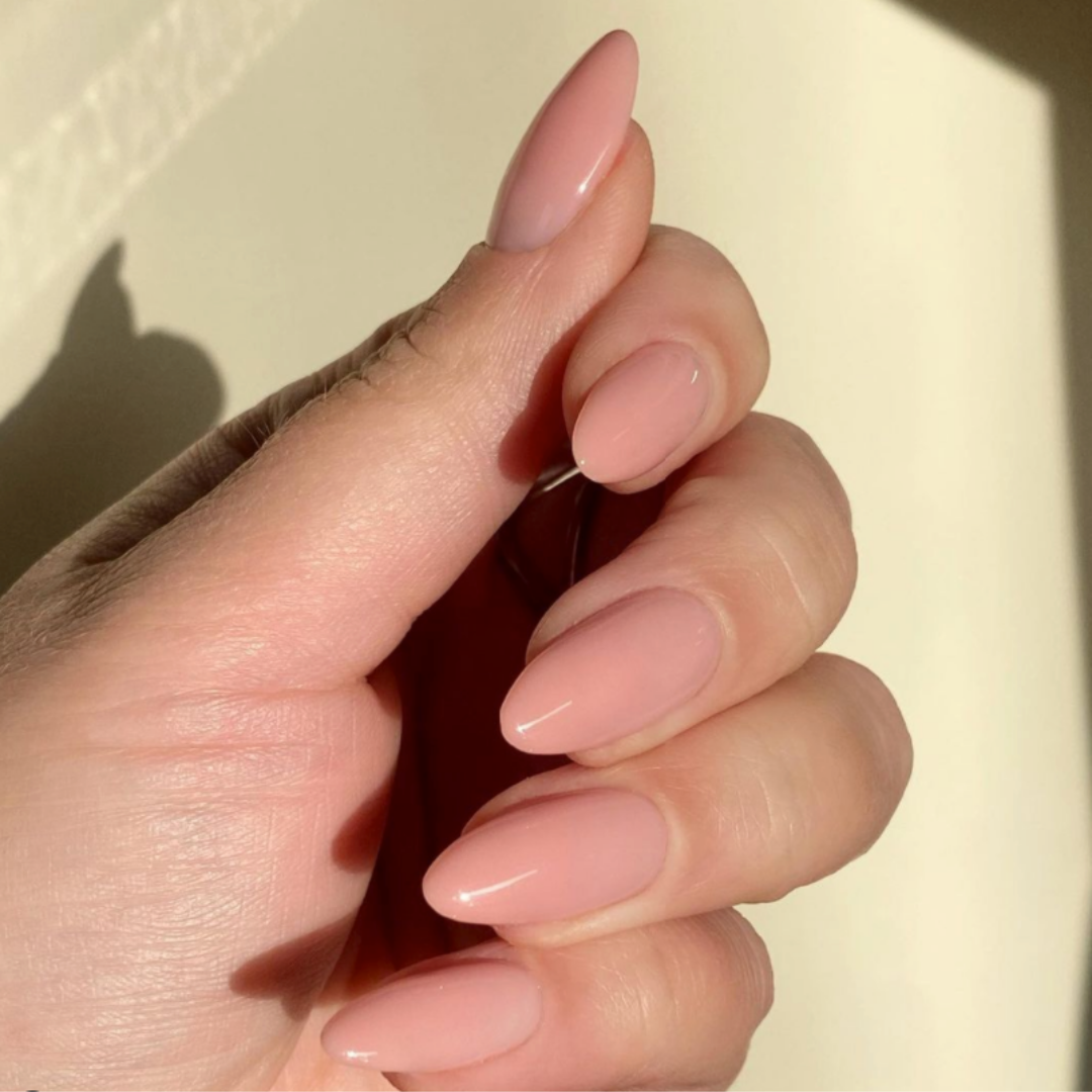 almond nails in neutral polish colour