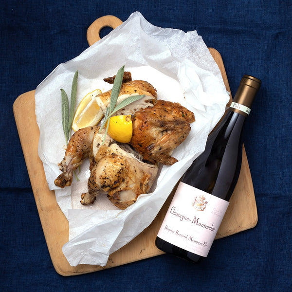 Bernard Moreau Chassagne-Montrachet White Burgundy - the perfect winter white wine. Pair with roast chicken.