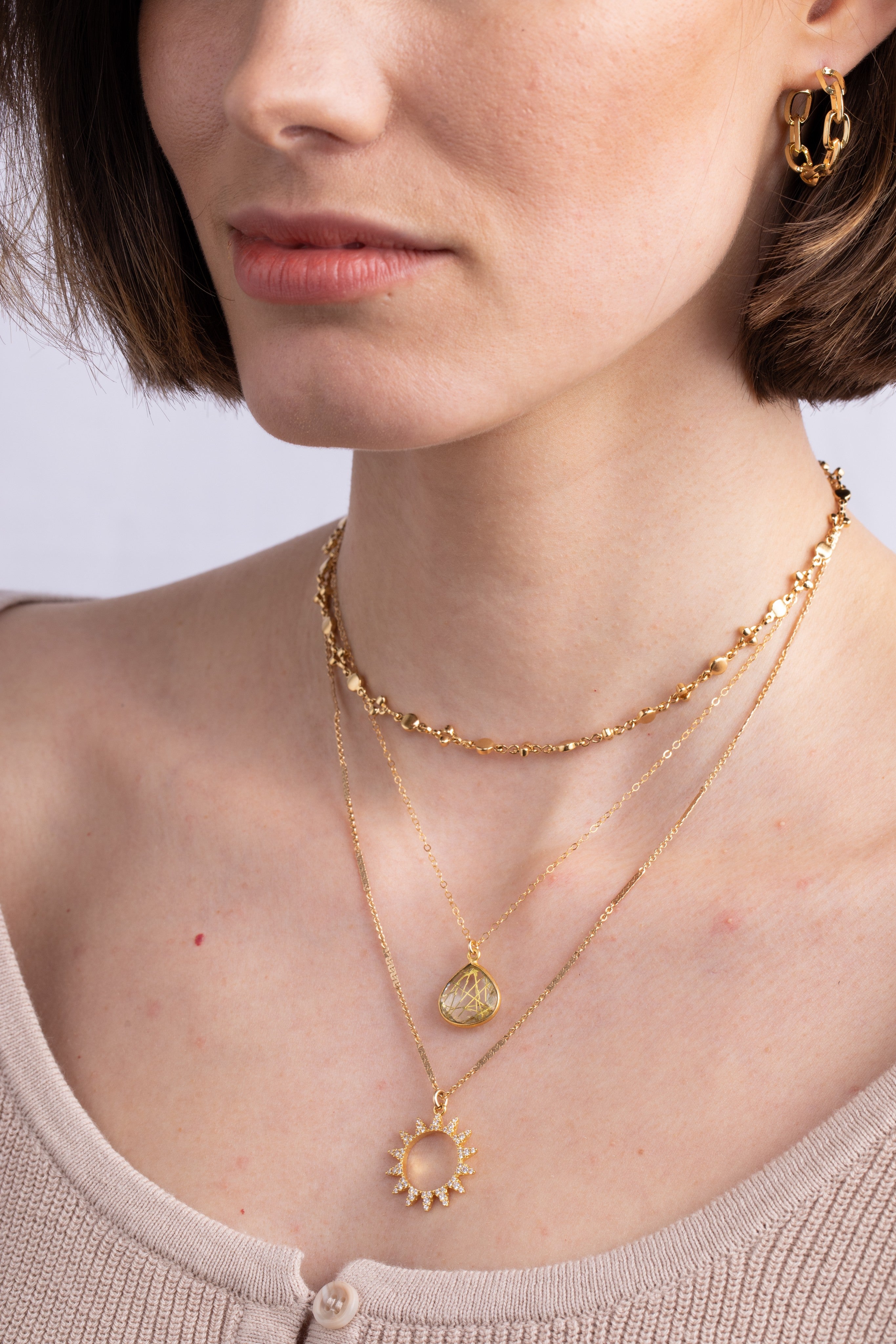 Gold Confetti Teardrop Necklace