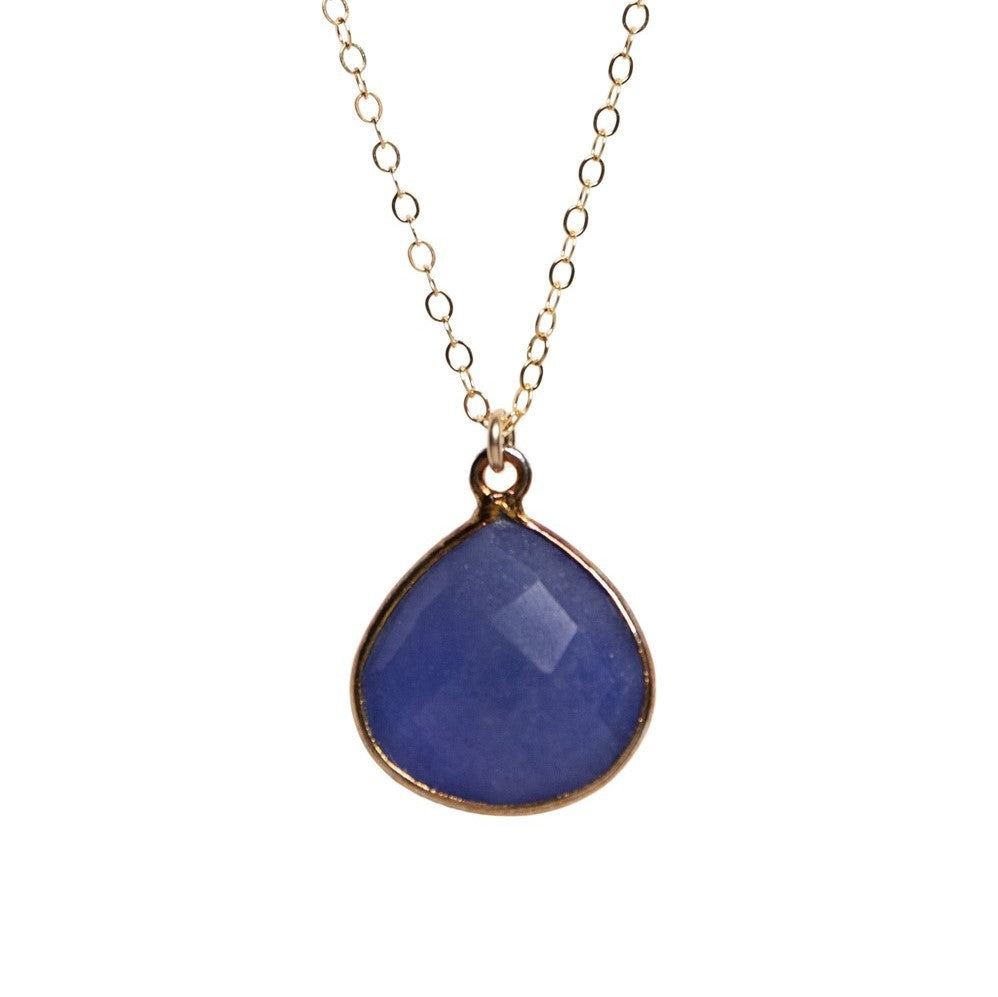 14Kt White Gold Teardrop Gemstone Pendant With Blue Sapphire and Diamonds –  Lasker Jewelers