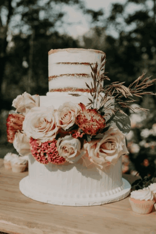 1.Boho Terracotta & Blush Styled Cheesecake Wedding Cake