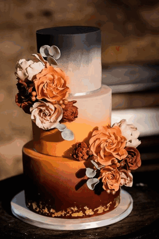 11.Trendy Ombre Styled 3-Tier Wedding Cakes