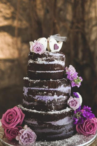 11. Dramatic Purple Hue Semi-Naked Cake