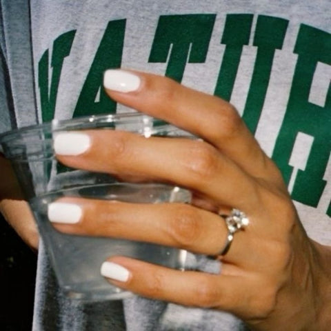 12.Simple White Nails
