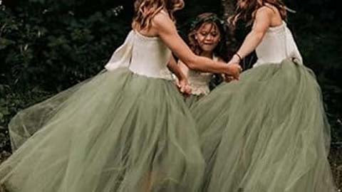 Sage Gre­en Tulle Skirts for Flower Girls