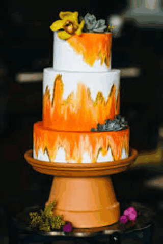 12.Burnt Orange Gluten-Free Wedding Cake