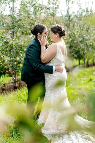 14. Emerald Green Suit and Lace Appliques