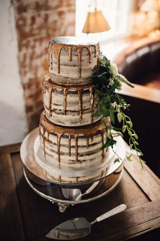 15. Metallic Semi-Naked Wedding Cake