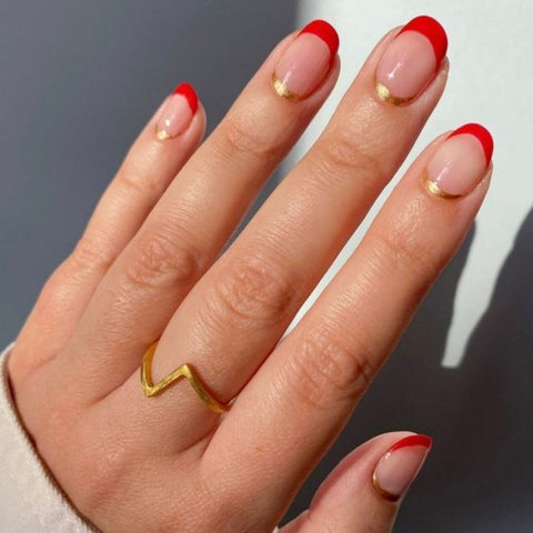 16.Red French Tip Nails