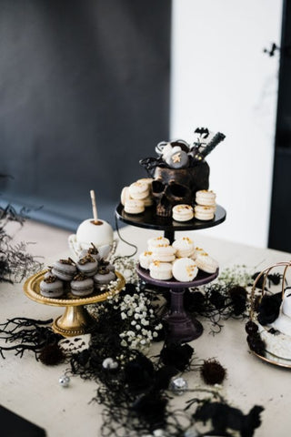 16. Black Decorated Dessert Table