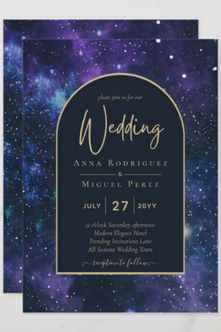 2.Galaxy Gold Wedding Invitation