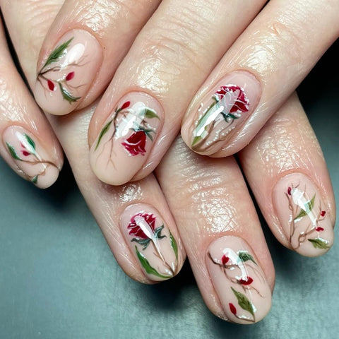 20.Floral Rose Nails