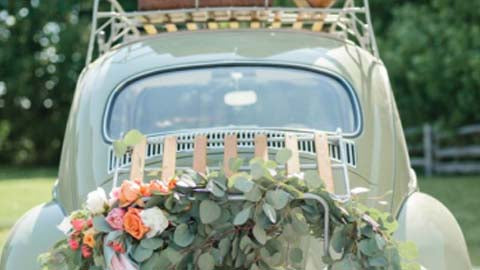 Old-fashioned Sage Gre­en Getaway Car