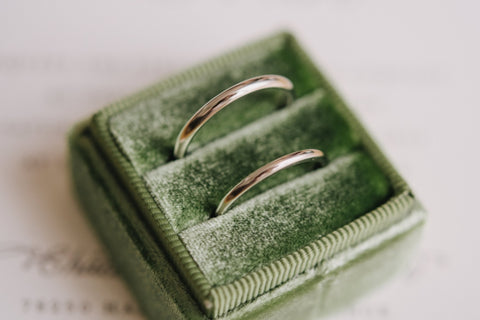 Wedding Rings In A Green Velvet Box